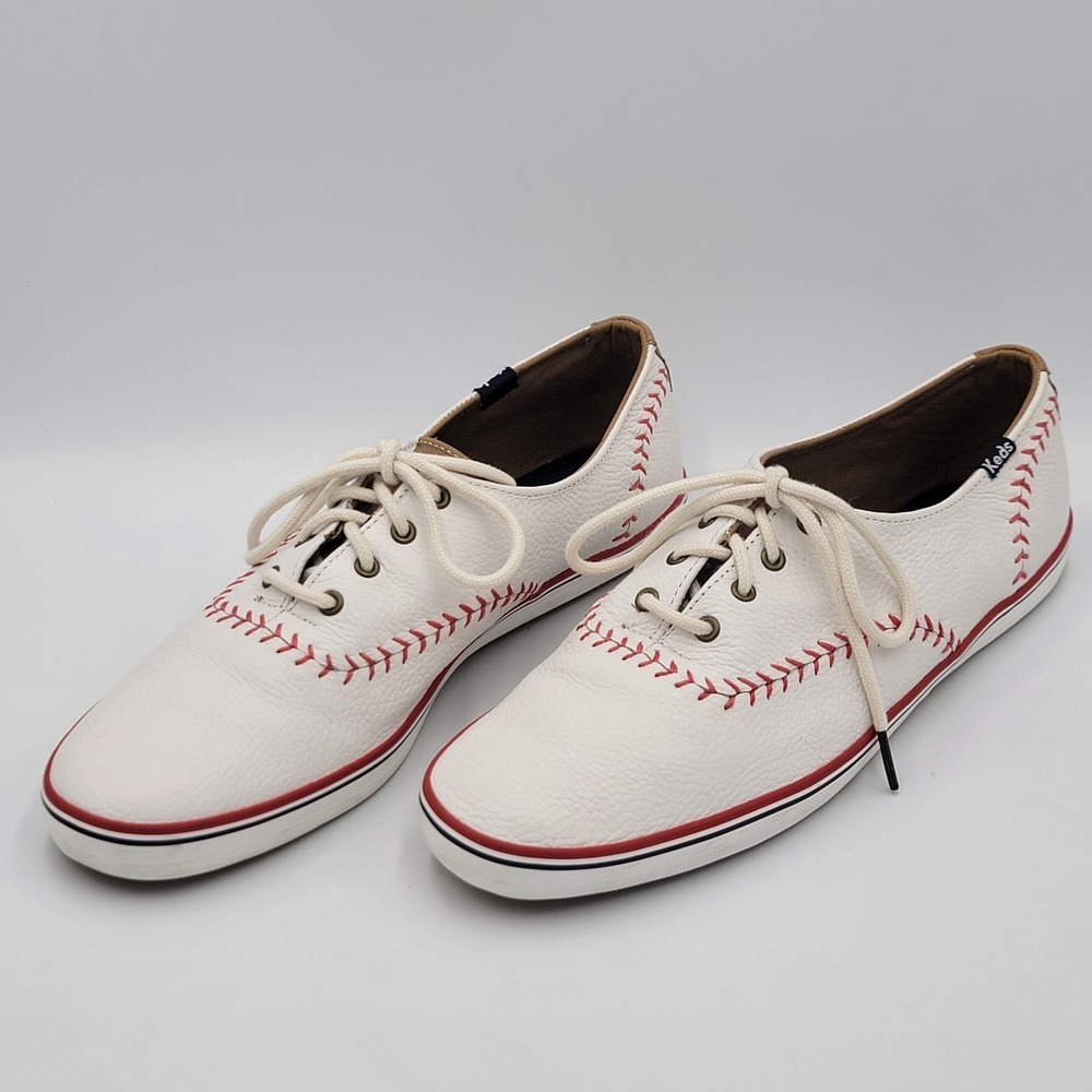 Womens KEDS Champion White Leather‎ Baseball Sneakers Tennis Shoes Sz 10